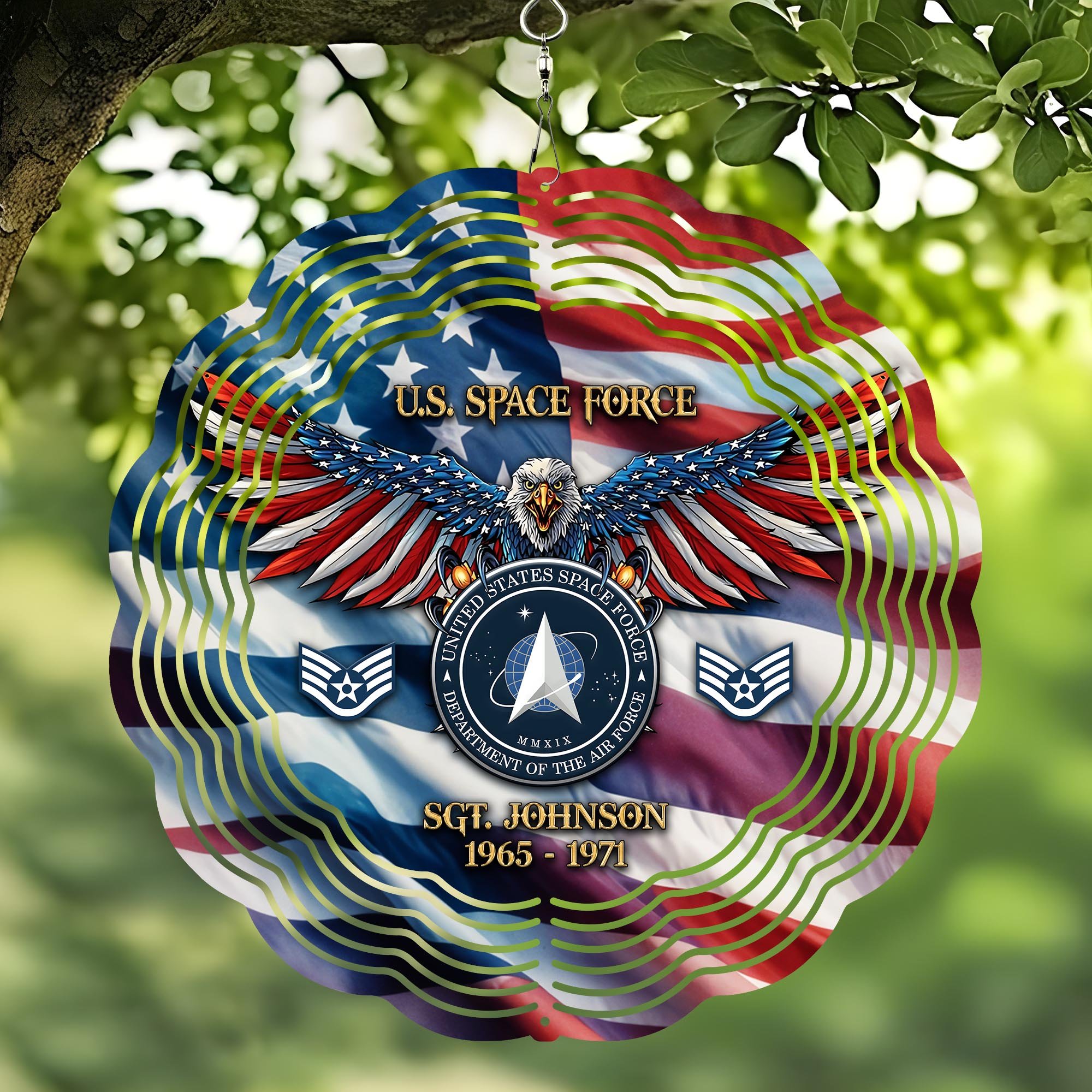 U.S. Space Force Wind Spinner Custom Your Name, Year And Rank, US Military Wind Spinner, US Military Gifts ETRG-59601